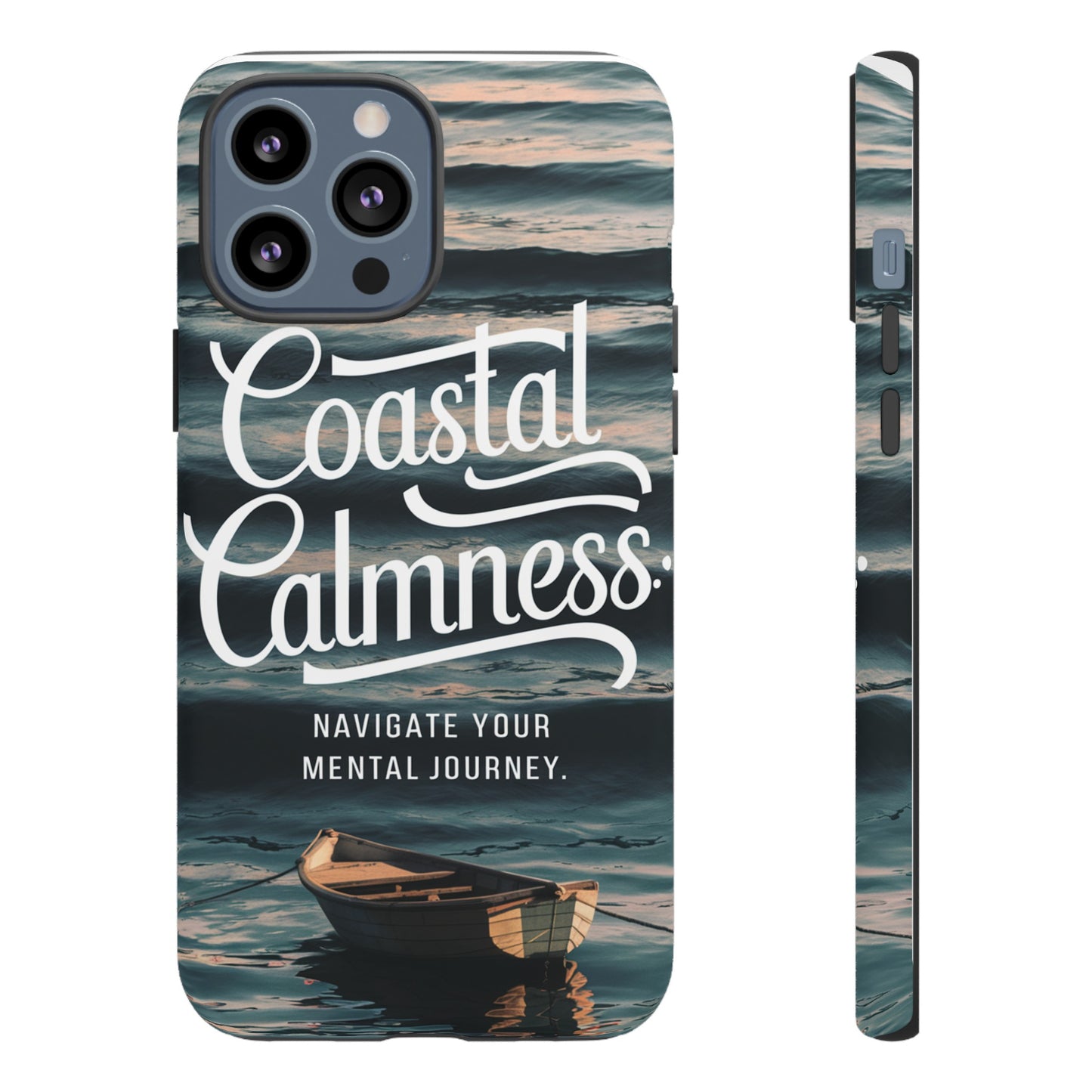 Coastal Calmness, Old Wooden Row Boat Design Protective Phone Case