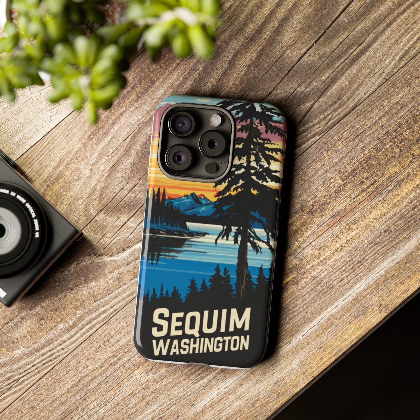 Sequim Washington Sunset Bay & Douglas Fir Protective Phone Case