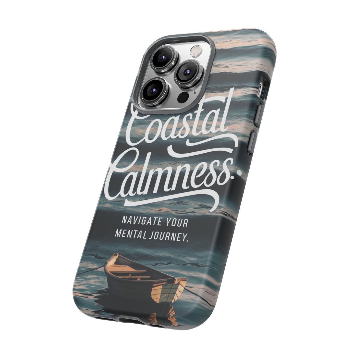 Coastal Calmness, Old Wooden Row Boat Design Protective Phone Case