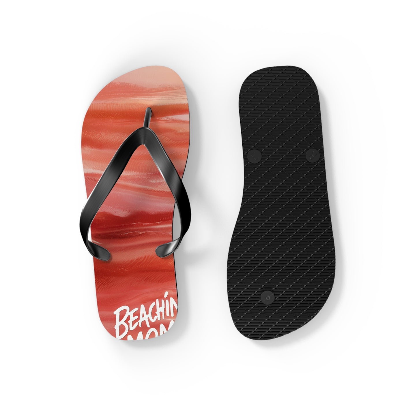 Beachin Mom Coral Abstract Beach - Flip Flops, Sandals