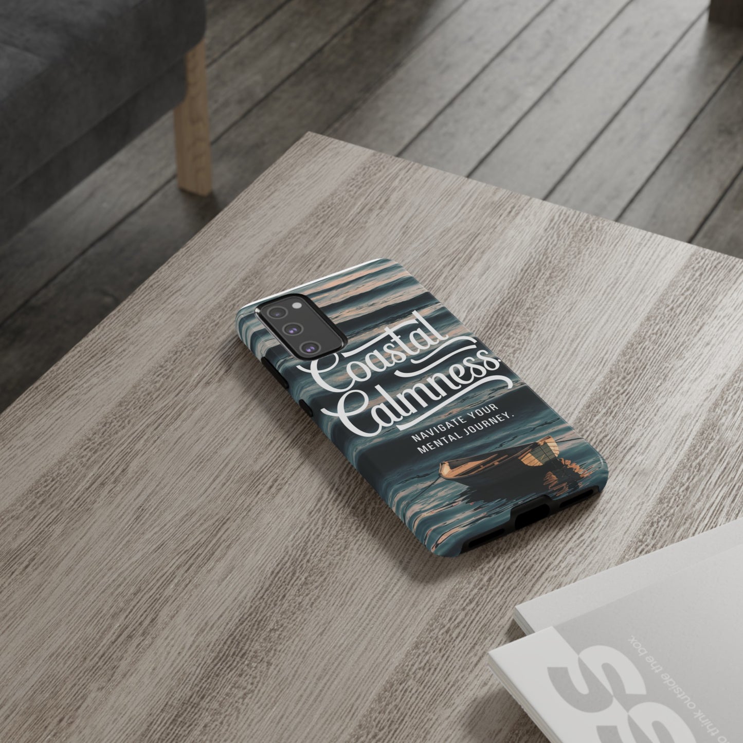 Coastal Calmness, Old Wooden Row Boat Design Protective Phone Case