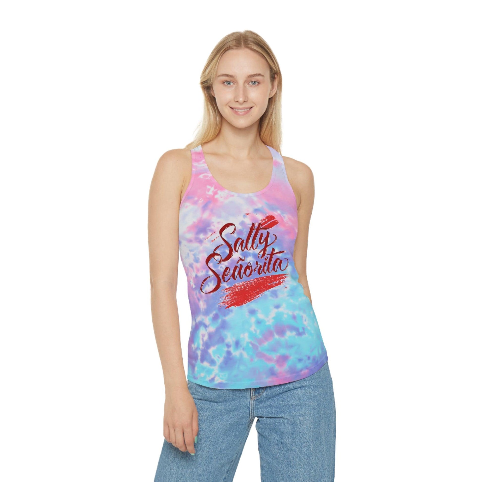 Salty Senorita Tie Dyed Tank Top, Print on Front - Coastal Collections