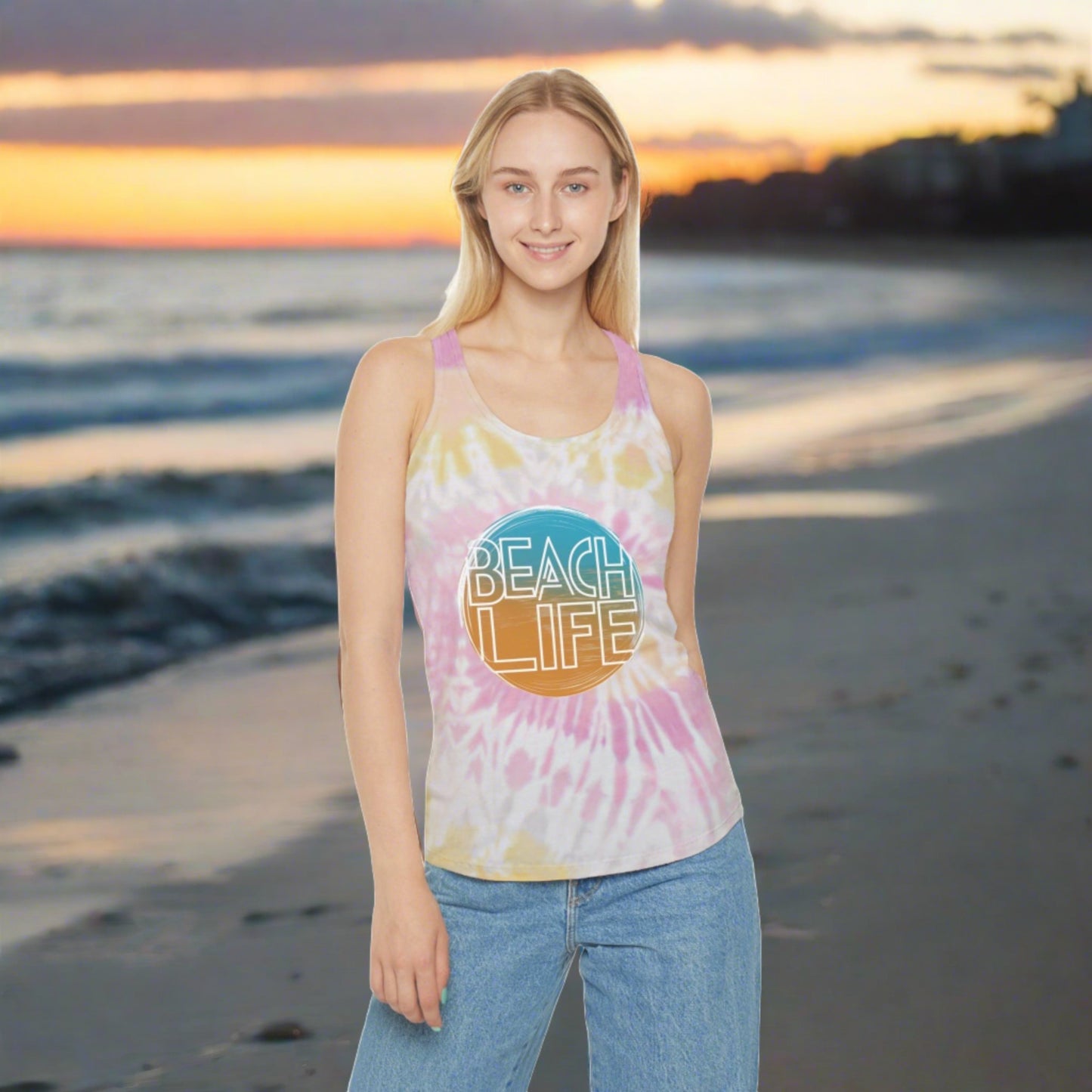 Beache Life Tie Dye Racerback Tank Top - Coastal Collections