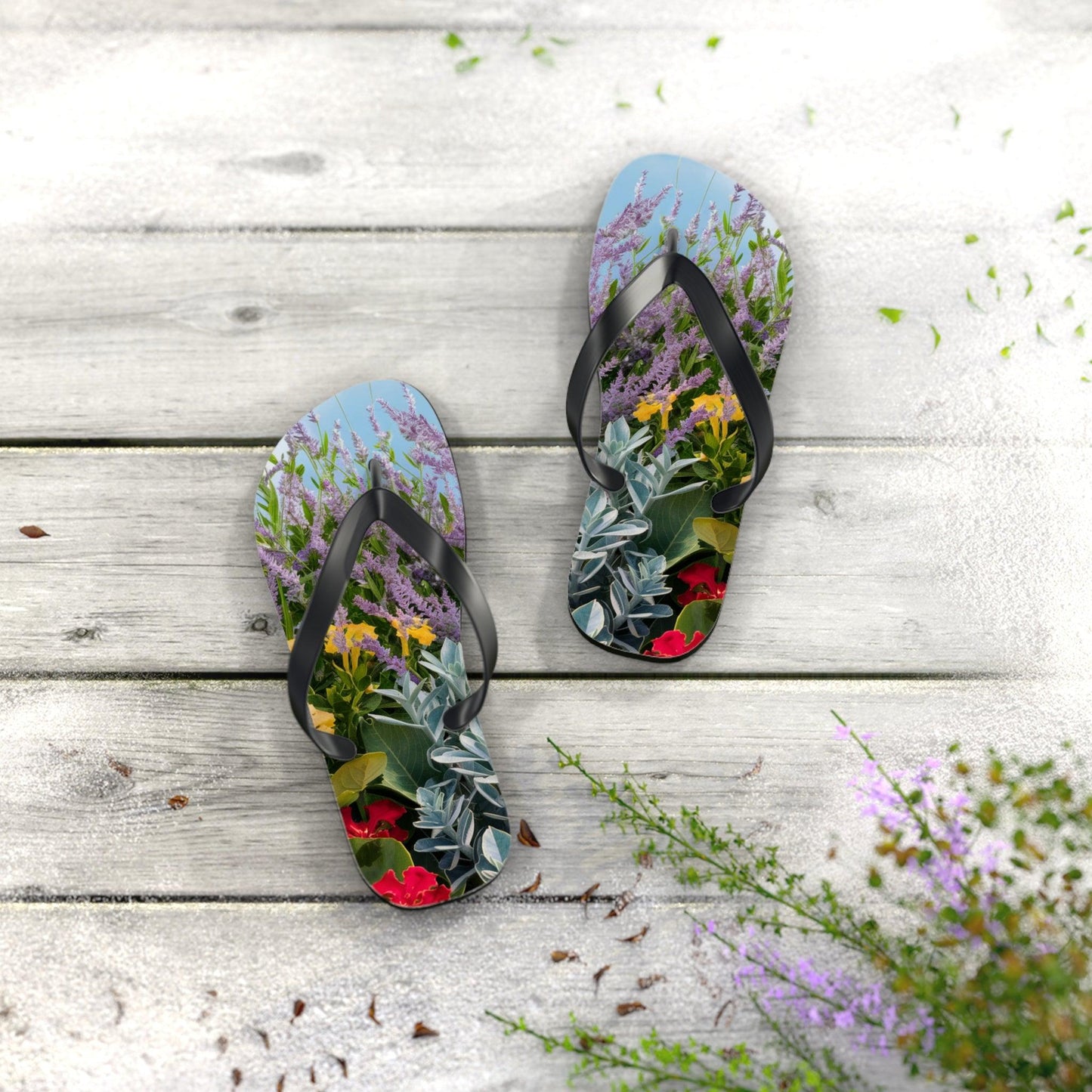 Sea Lavendar, Holly and Lantana Flower Inspired Flip Flops, Express Your Beach Loving Self - Coastal Collections