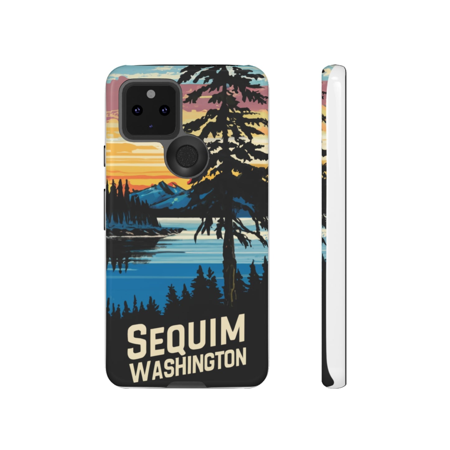 Sequim Washington Sunset Bay & Douglas Fir Protective Phone Case