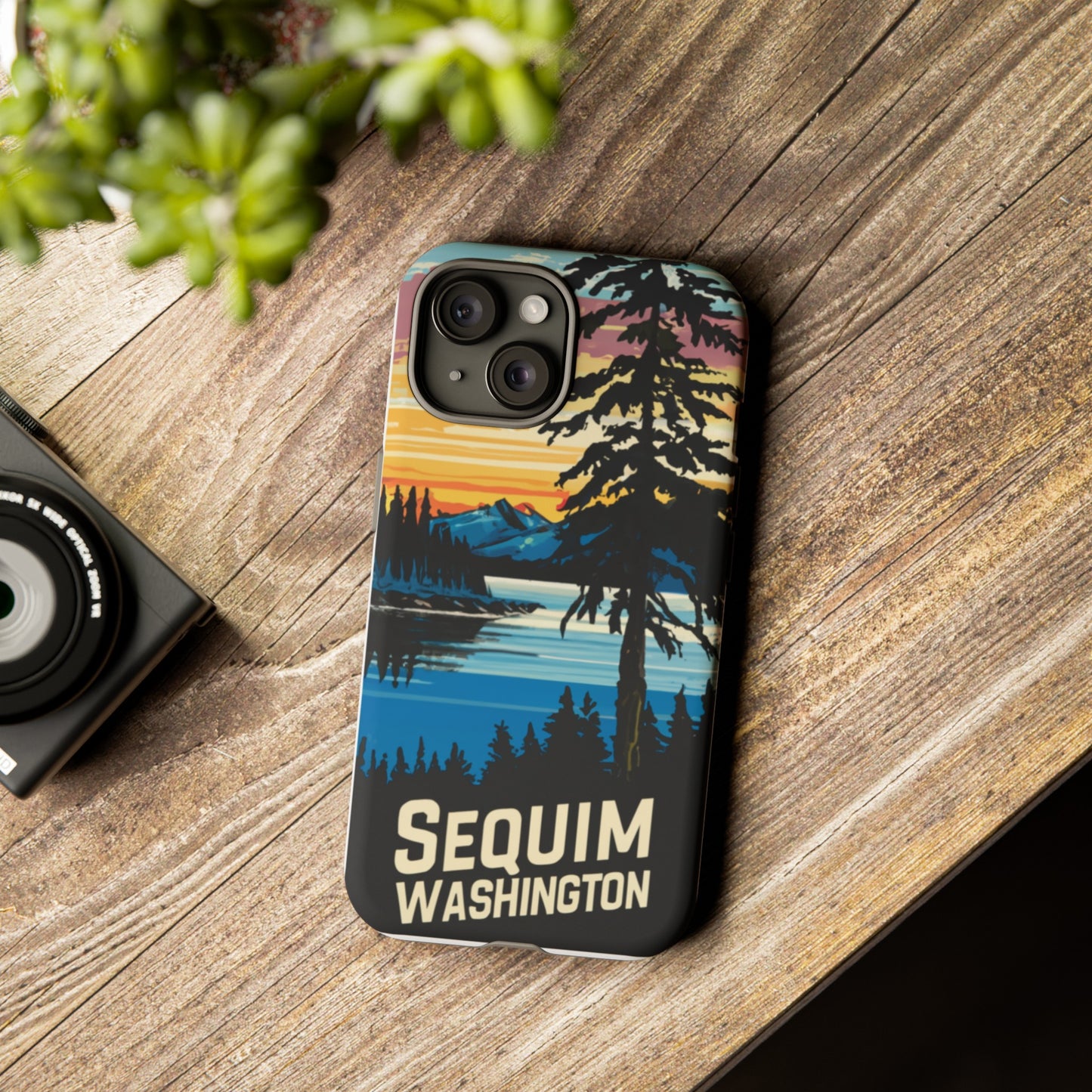 Sequim Washington Sunset Bay & Douglas Fir Protective Phone Case