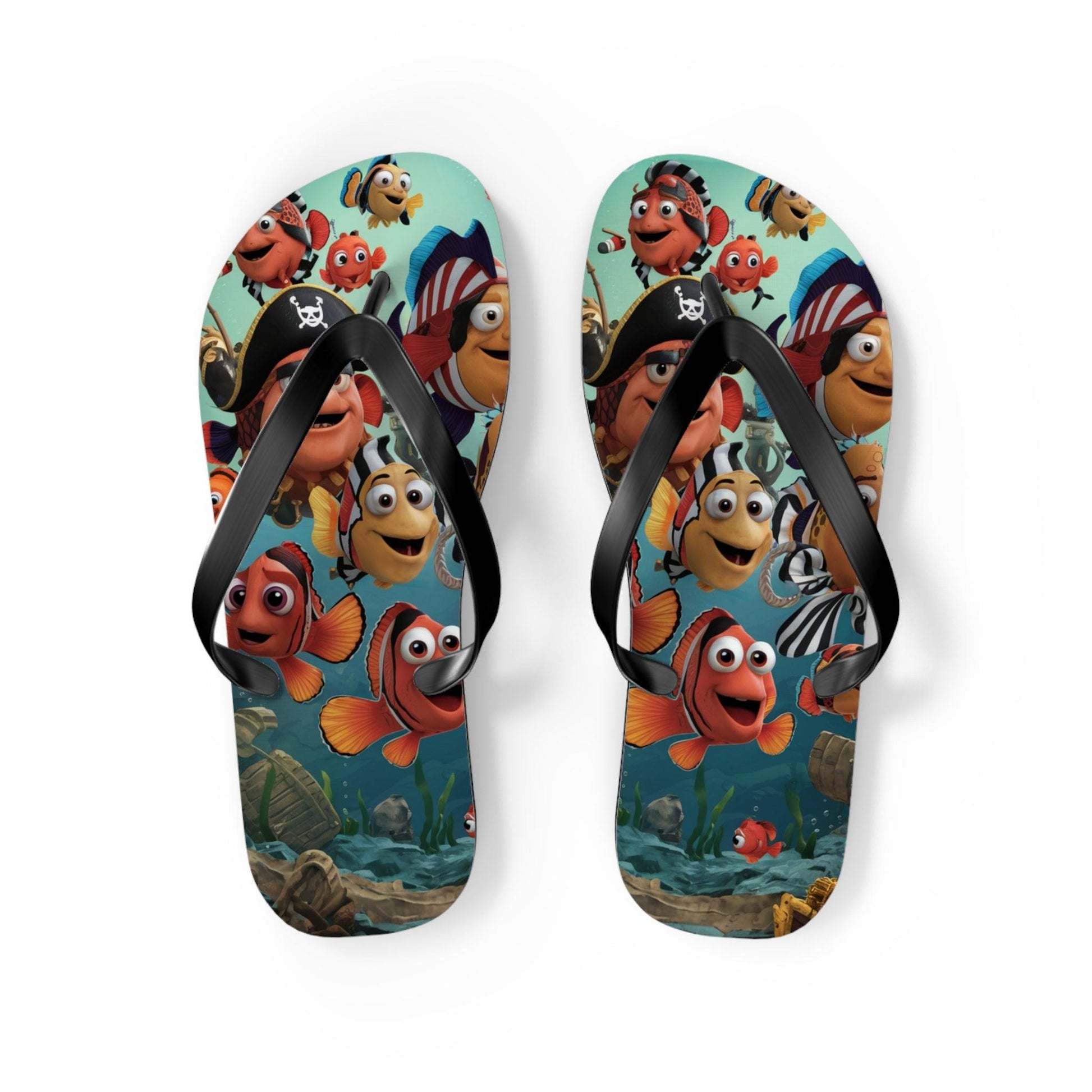 Comical Fish and Pirates Inspired Flip Flops v2, Express Your Beach Loving Self - Coastal Collections