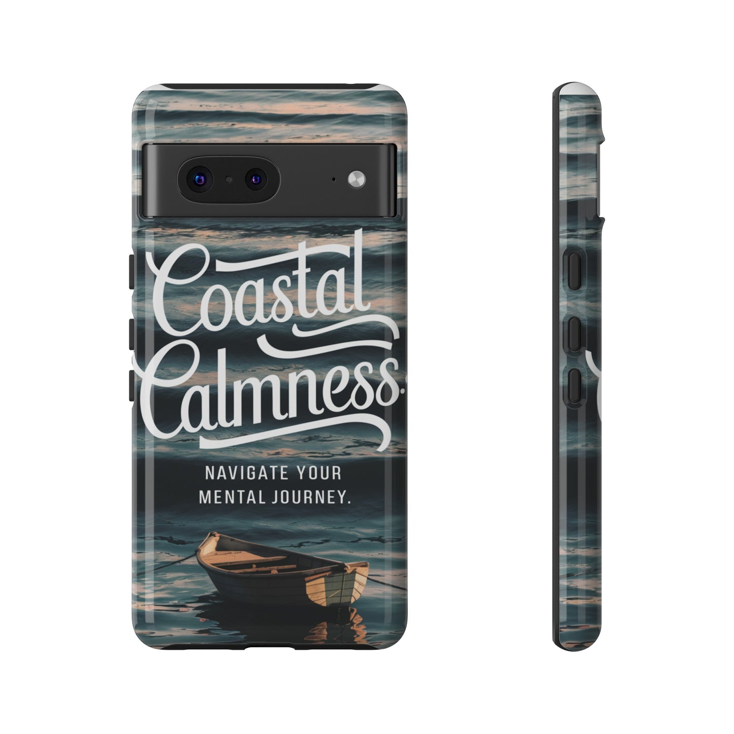 Coastal Calmness, Old Wooden Row Boat Design Protective Phone Case