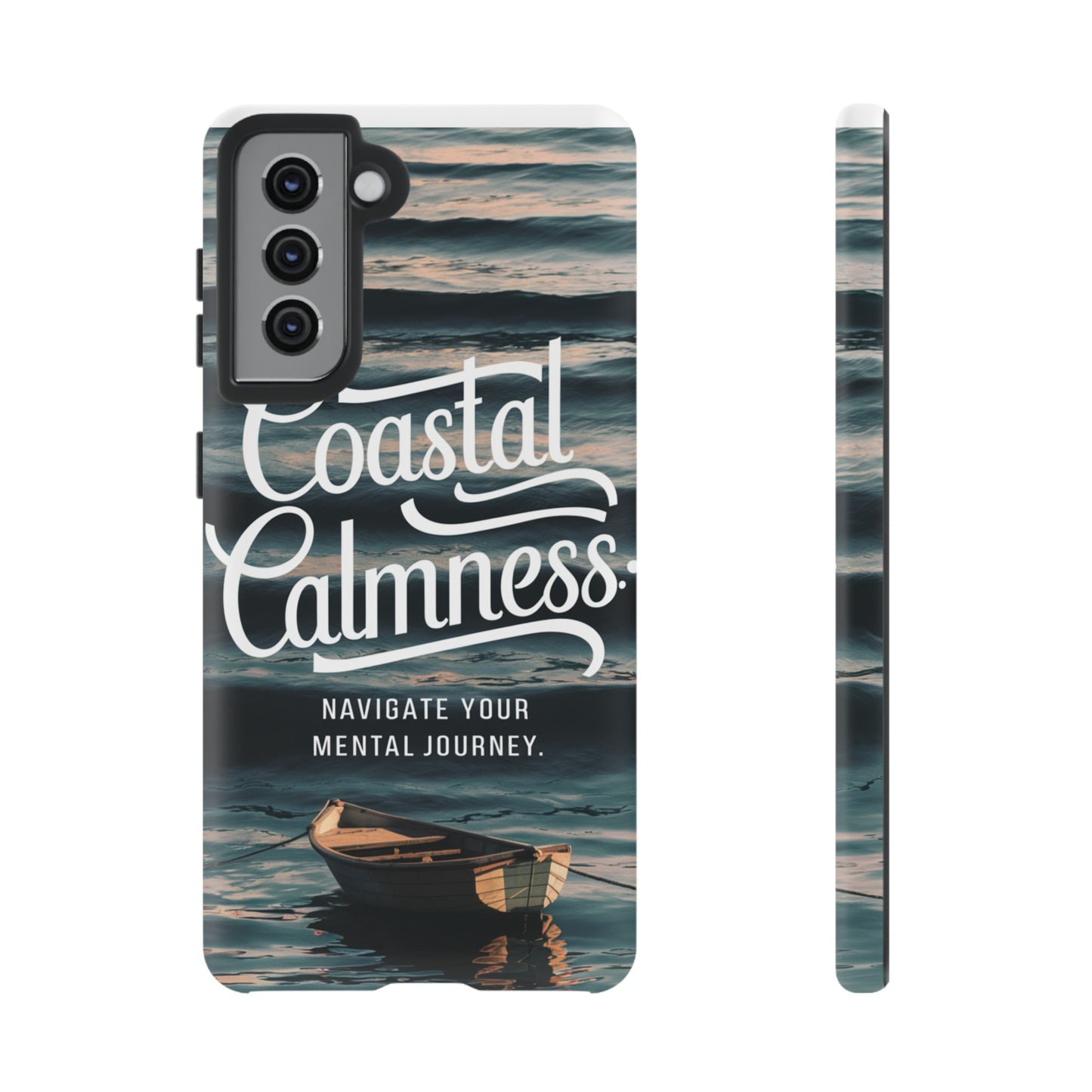 Coastal Calmness, Old Wooden Row Boat Design Protective Phone Case