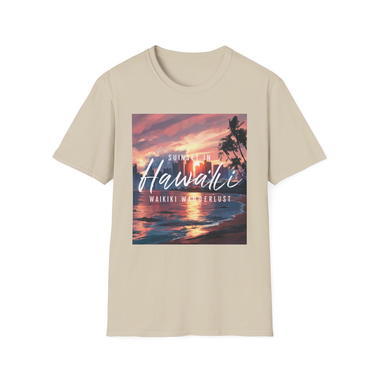 Hawaii Sunset, Waikiki Wanderlust - Unisex Softstyle T-Shirt