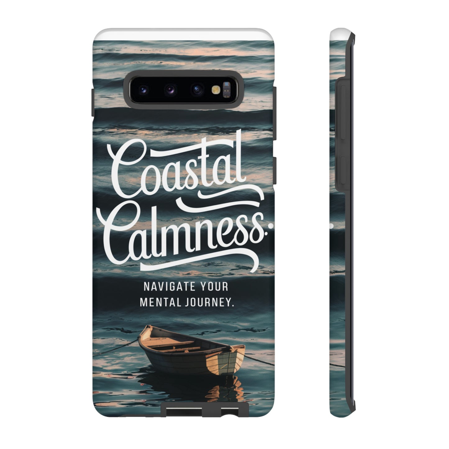 Coastal Calmness, Old Wooden Row Boat Design Protective Phone Case