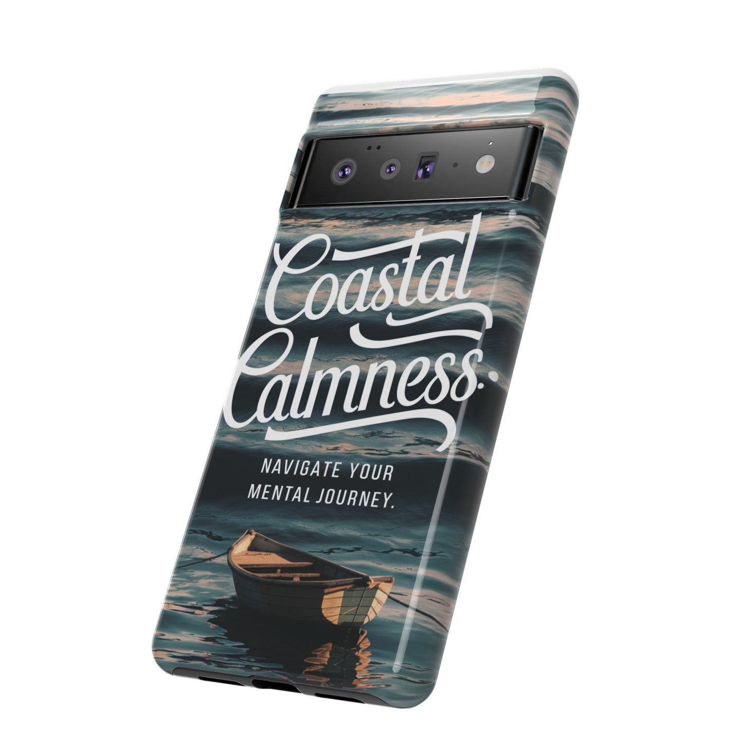 Coastal Calmness, Old Wooden Row Boat Design Protective Phone Case