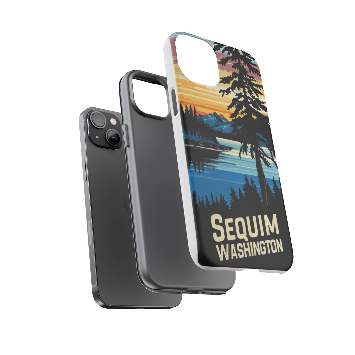 Sequim Washington Sunset Bay & Douglas Fir Protective Phone Case