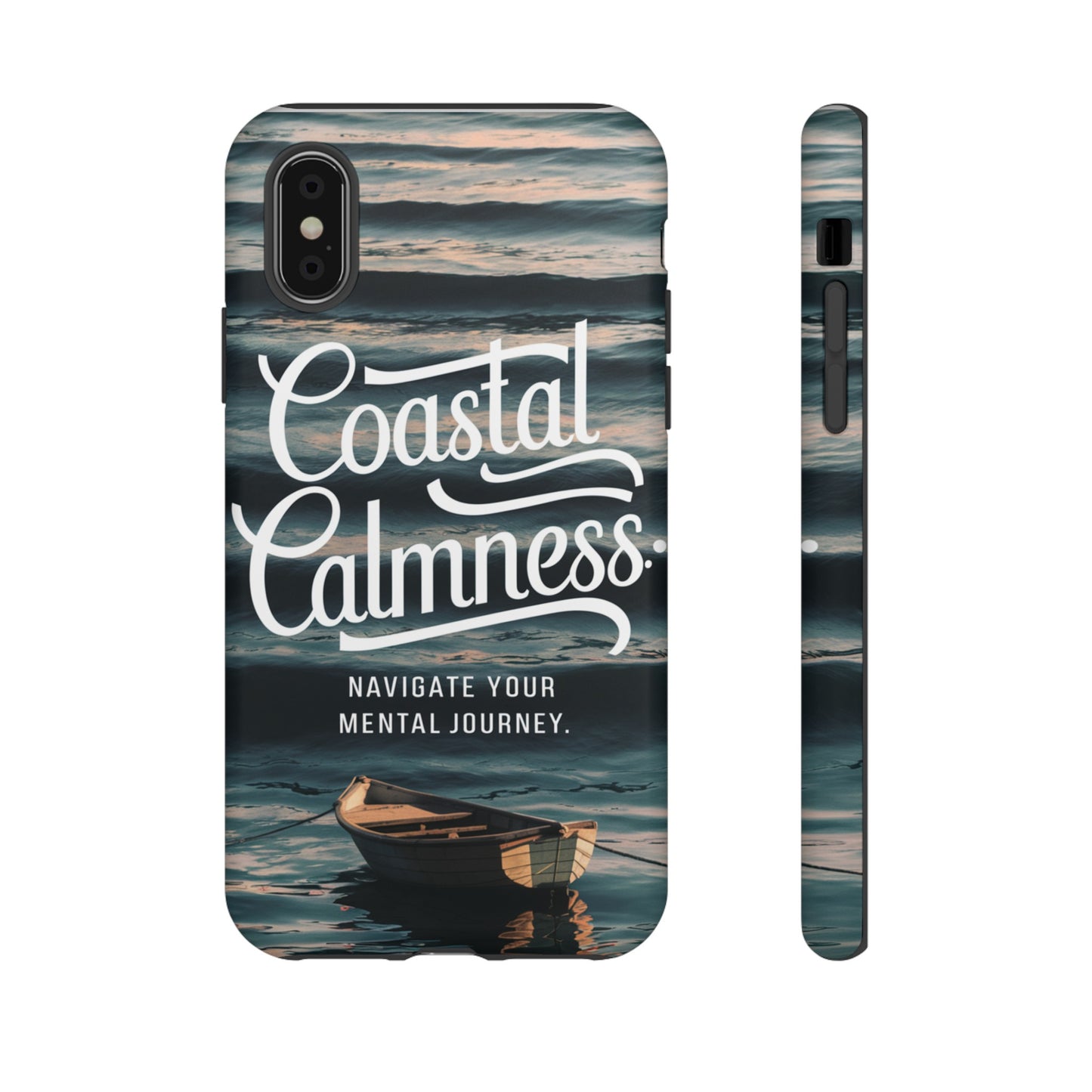 Coastal Calmness, Old Wooden Row Boat Design Protective Phone Case