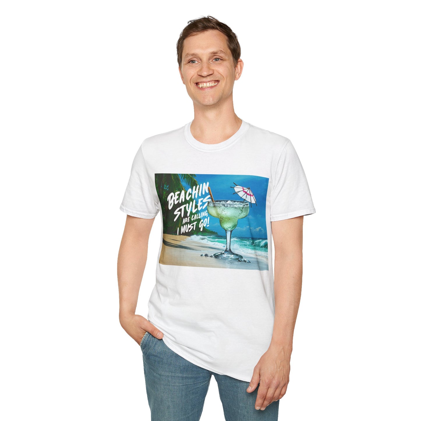 The Beach is Calling, I Must Go, Margarita - Unisex Softstyle T-Shirt