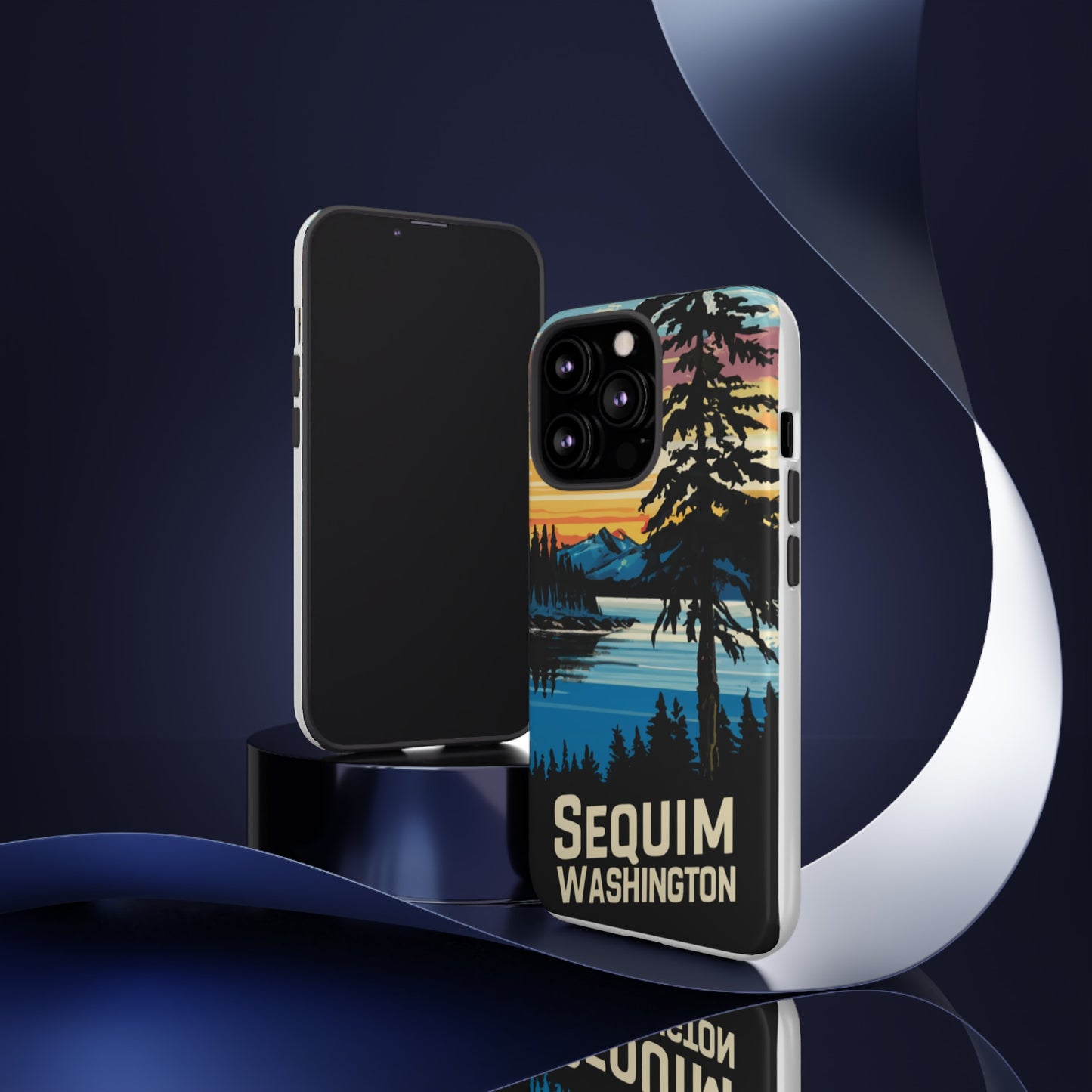 Sequim Washington Sunset Bay & Douglas Fir Protective Phone Case