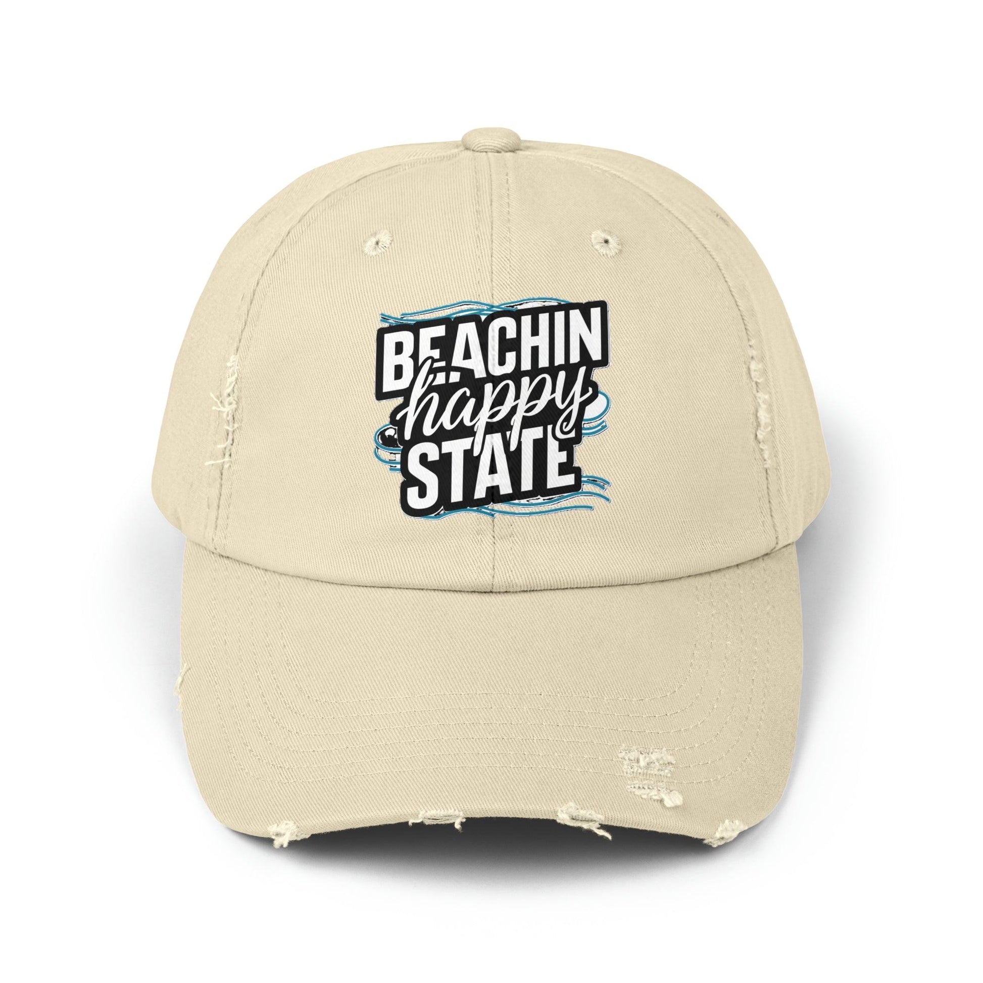 Retro Cap, Beachin Happy State retro distressed cap, casual beach hat - Coastal Collections