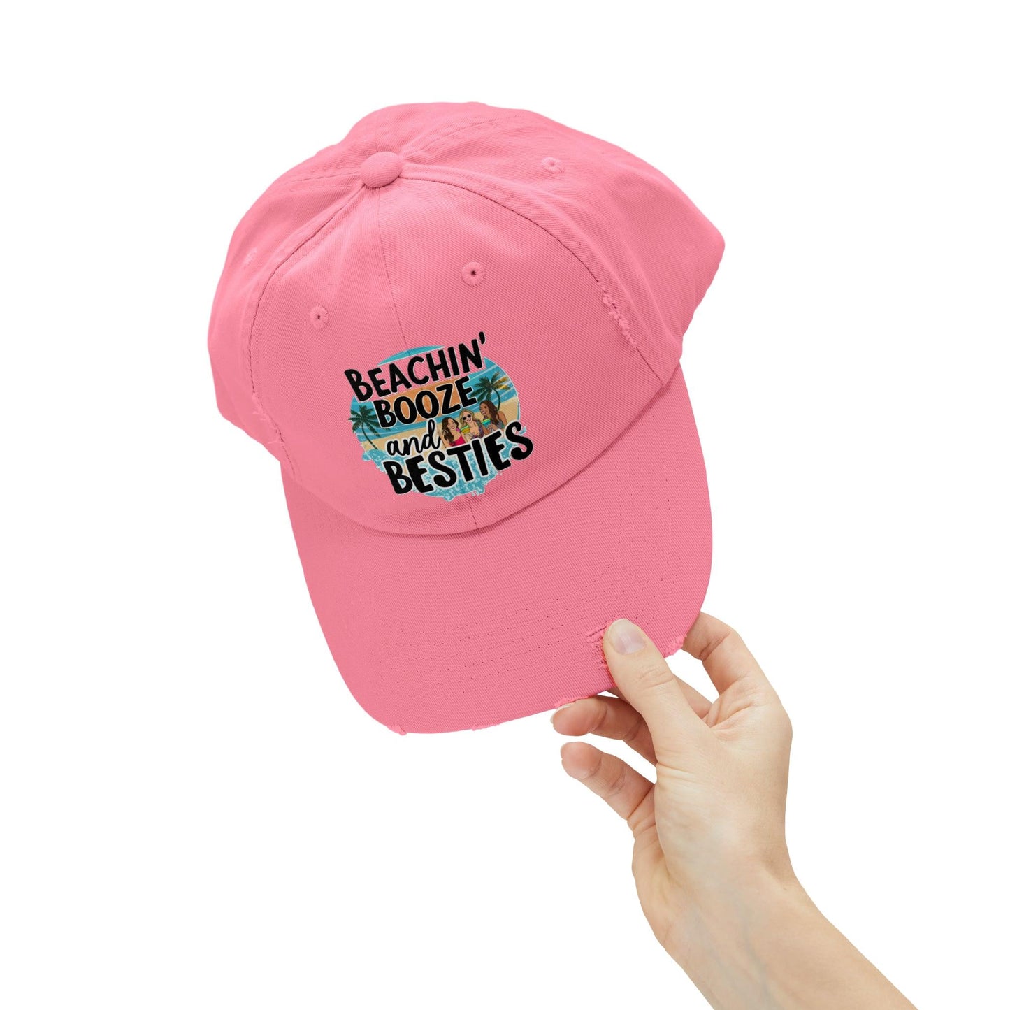 Beachin Booze and Besties Retro Cap, Girls Night Out, Casual Beach Hat - Coastal Collections