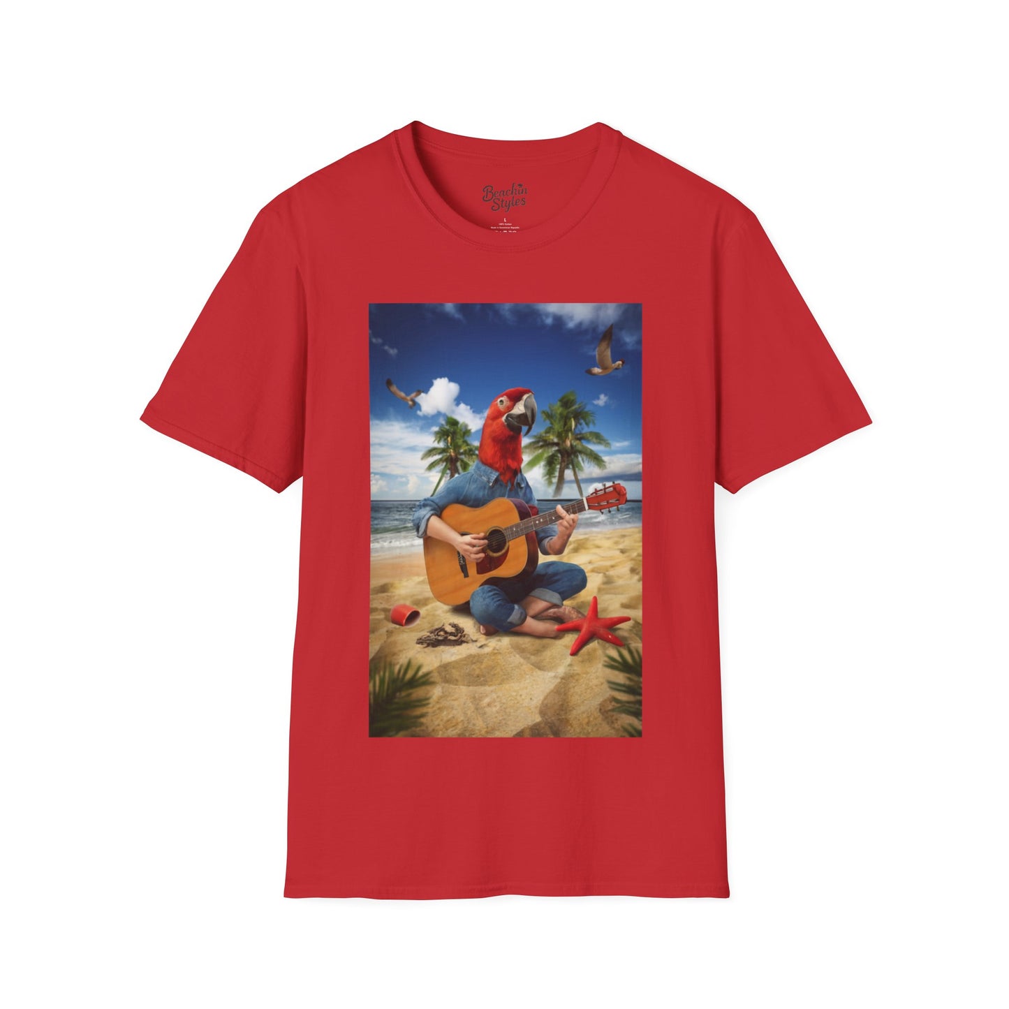 Rockin' Parrot Beach Scene - Unisex T-shirt