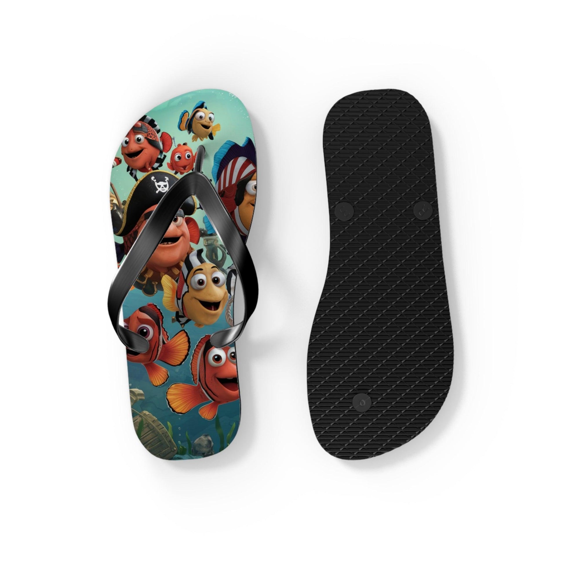 Comical Fish and Pirates Inspired Flip Flops v2, Express Your Beach Loving Self - Coastal Collections