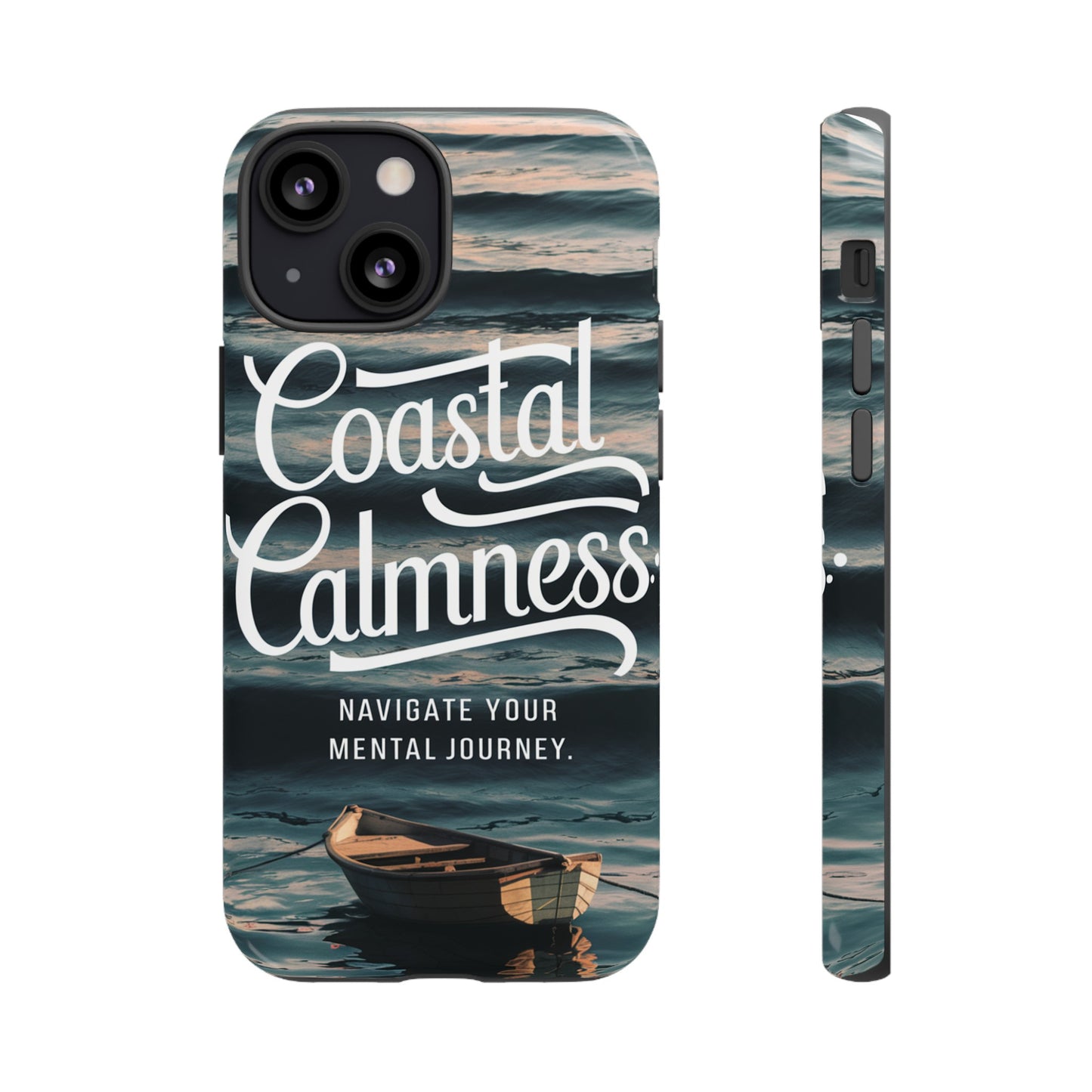 Coastal Calmness, Old Wooden Row Boat Design Protective Phone Case