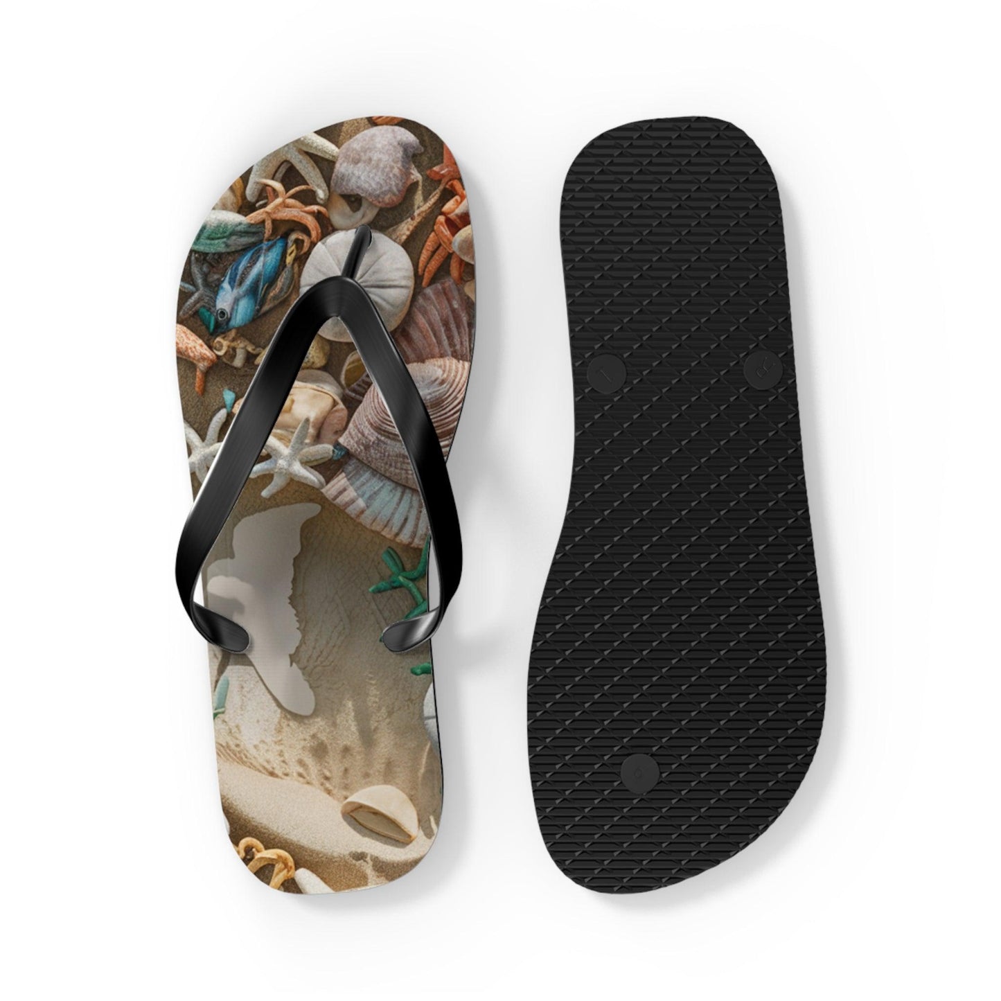 Seashell and Seagull Inspired Flip Flops v4, Express Your Beach Loving Self - Coastal Collections