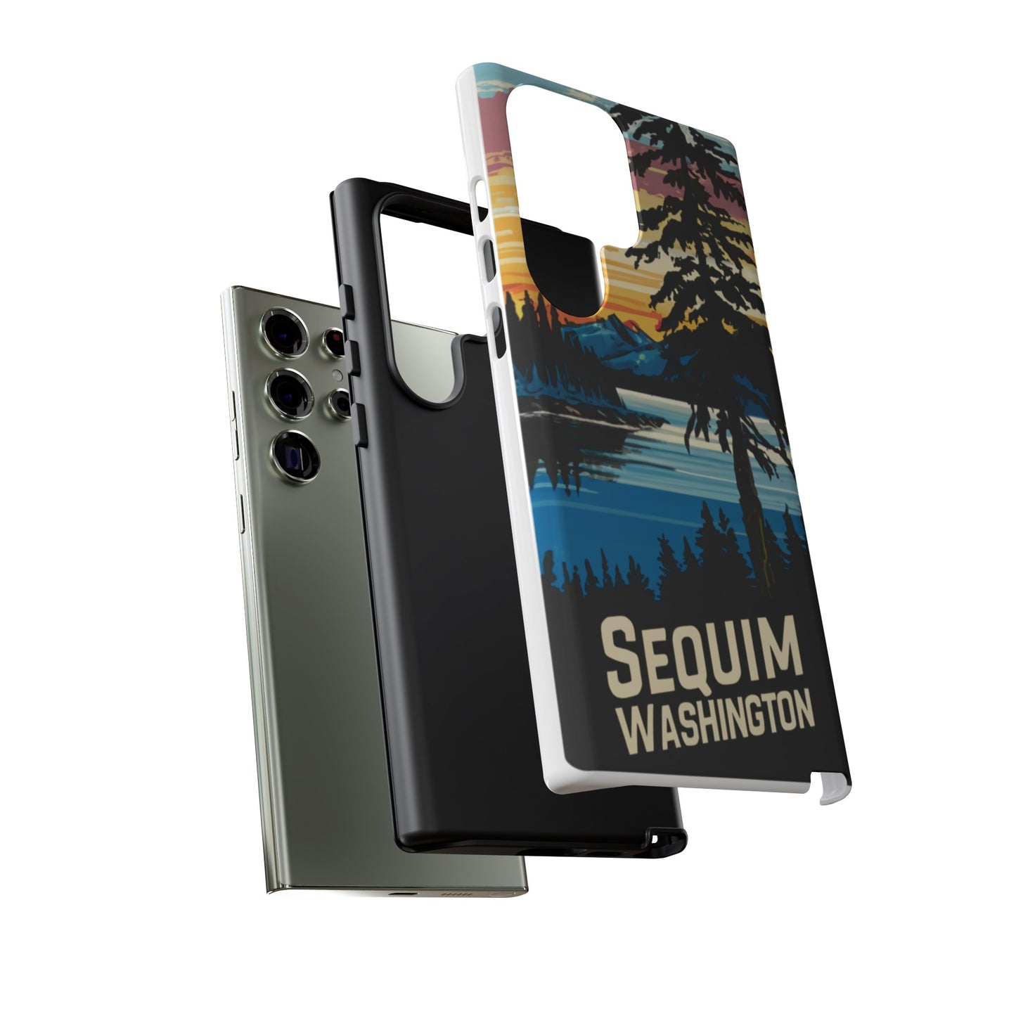 Sequim Washington Sunset Bay & Douglas Fir Protective Phone Case