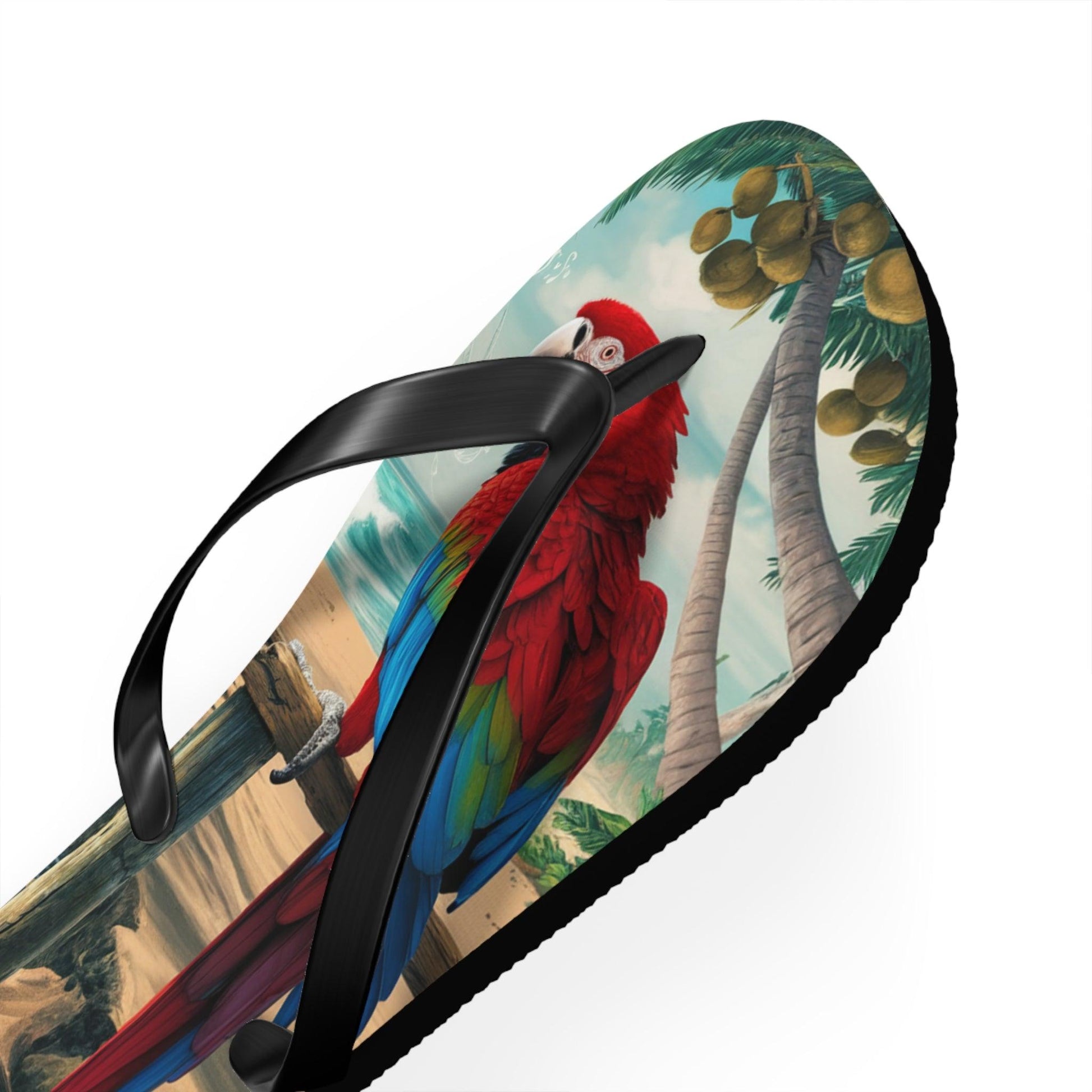 Red Parrot Beach Inspired Flip Flops, Express Your Beach Loving Self - Coastal Collections