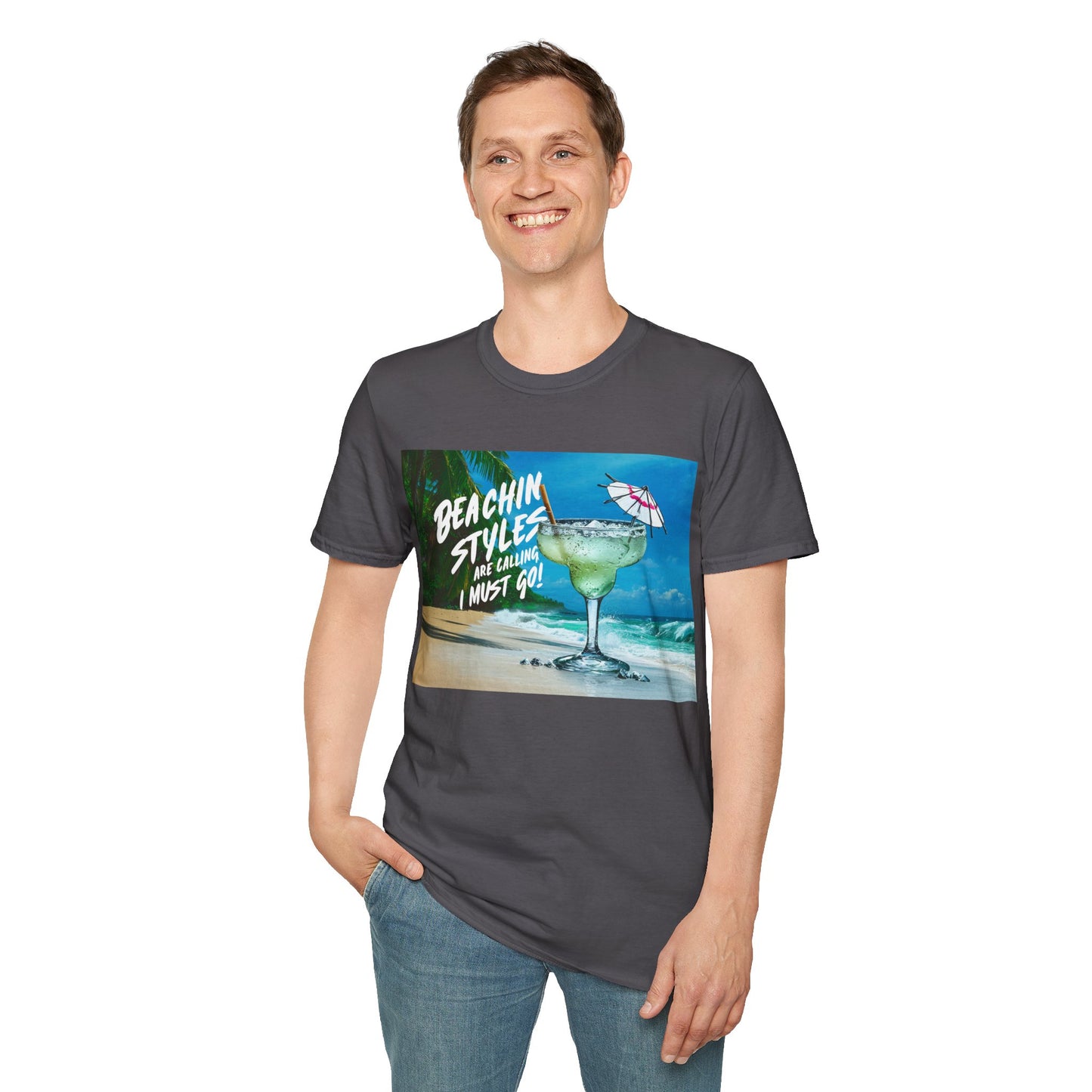 The Beach is Calling, I Must Go, Margarita - Unisex Softstyle T-Shirt