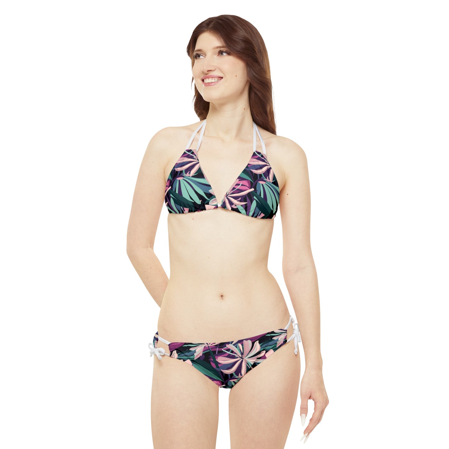 Oleander Flower Strappy Bikini Set