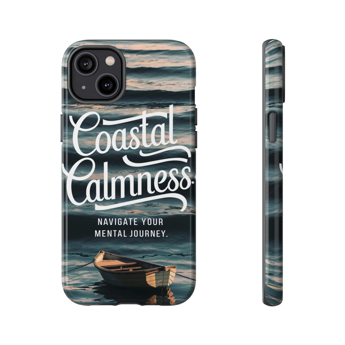 Coastal Calmness, Old Wooden Row Boat Design Protective Phone Case