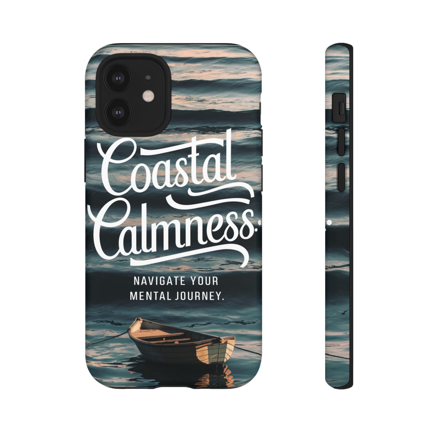 Coastal Calmness, Old Wooden Row Boat Design Protective Phone Case