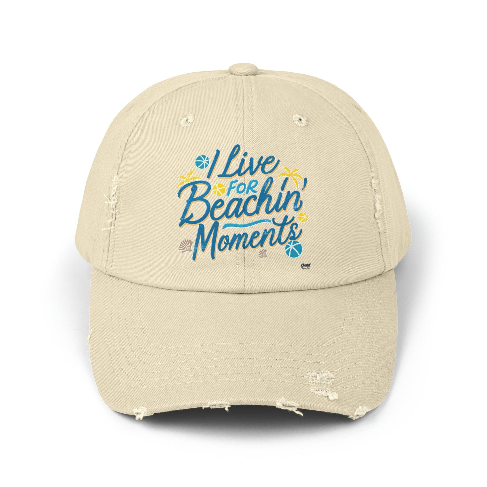 I Live For Beachin Moments Distressed Cap, Casual Beach Hat - Coastal Collections