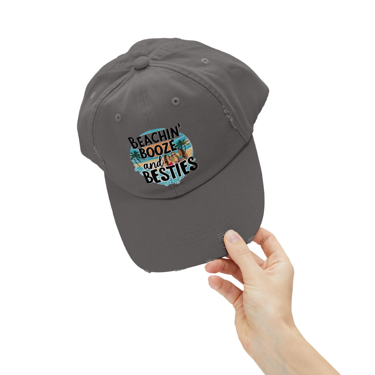 Beachin Booze and Besties Retro Cap, Girls Night Out, Casual Beach Hat - Coastal Collections