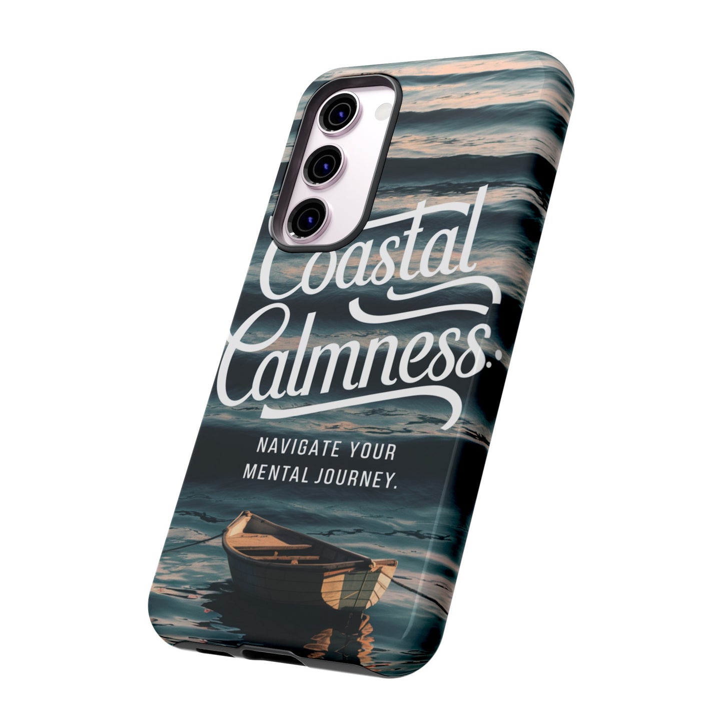 Coastal Calmness, Old Wooden Row Boat Design Protective Phone Case