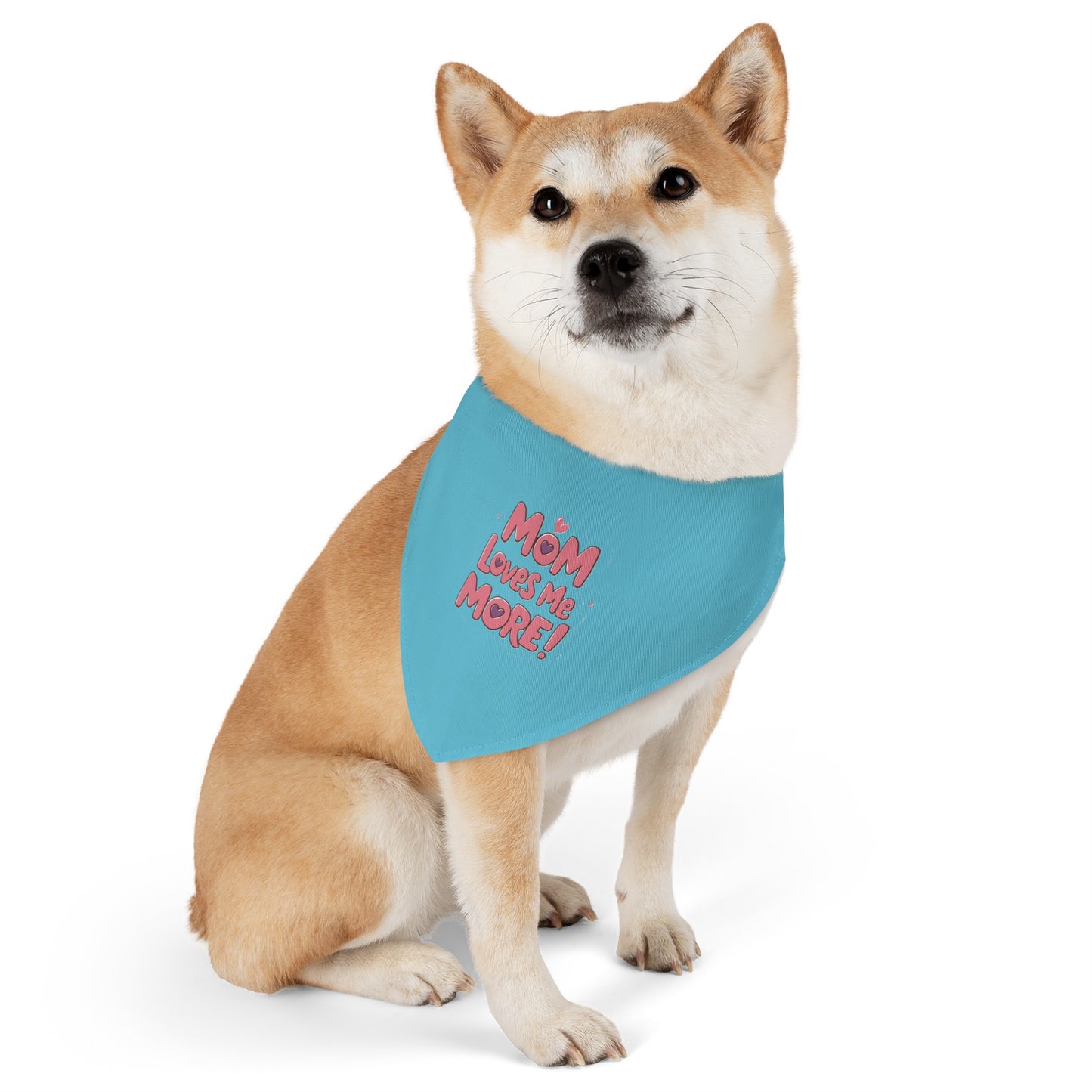Mom Loves Me More Blue - Dog Bandana with Collar