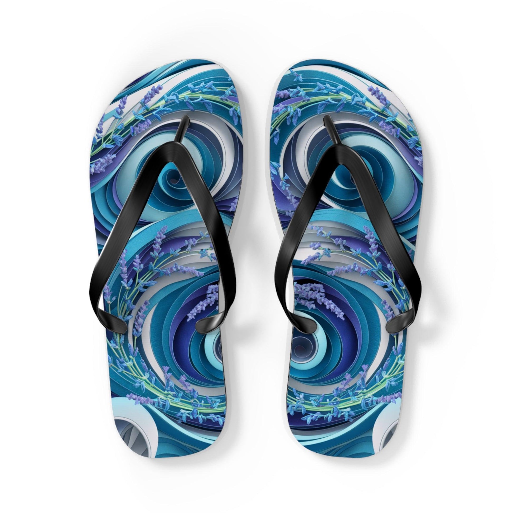 Sea Lavendar Ocean Waves Inspired Flip Flops, Express Your Beach Loving Self - Coastal Collections