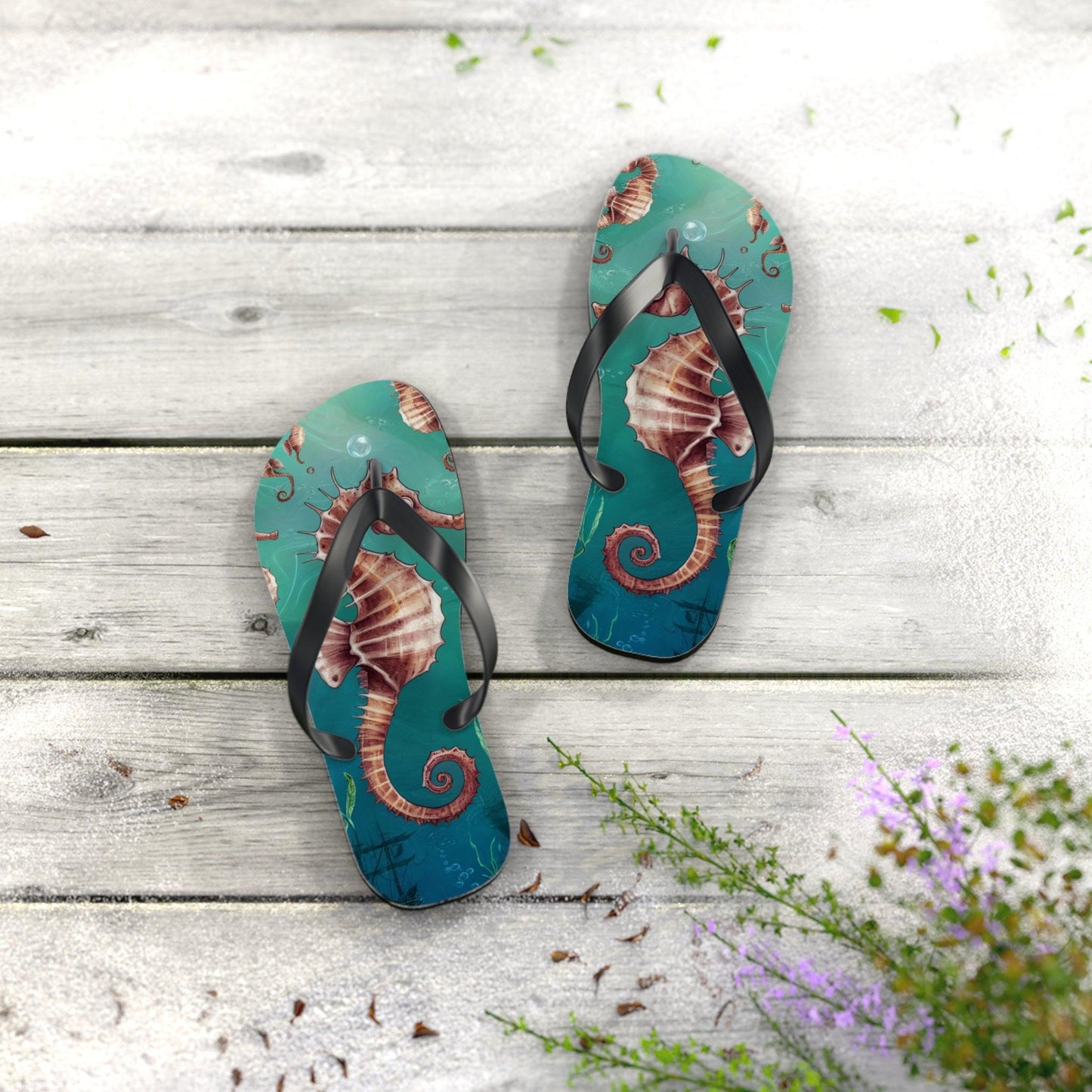 Seahorse Inspired Flip Flops, Express Your Beach Loving Self - Coastal Collections