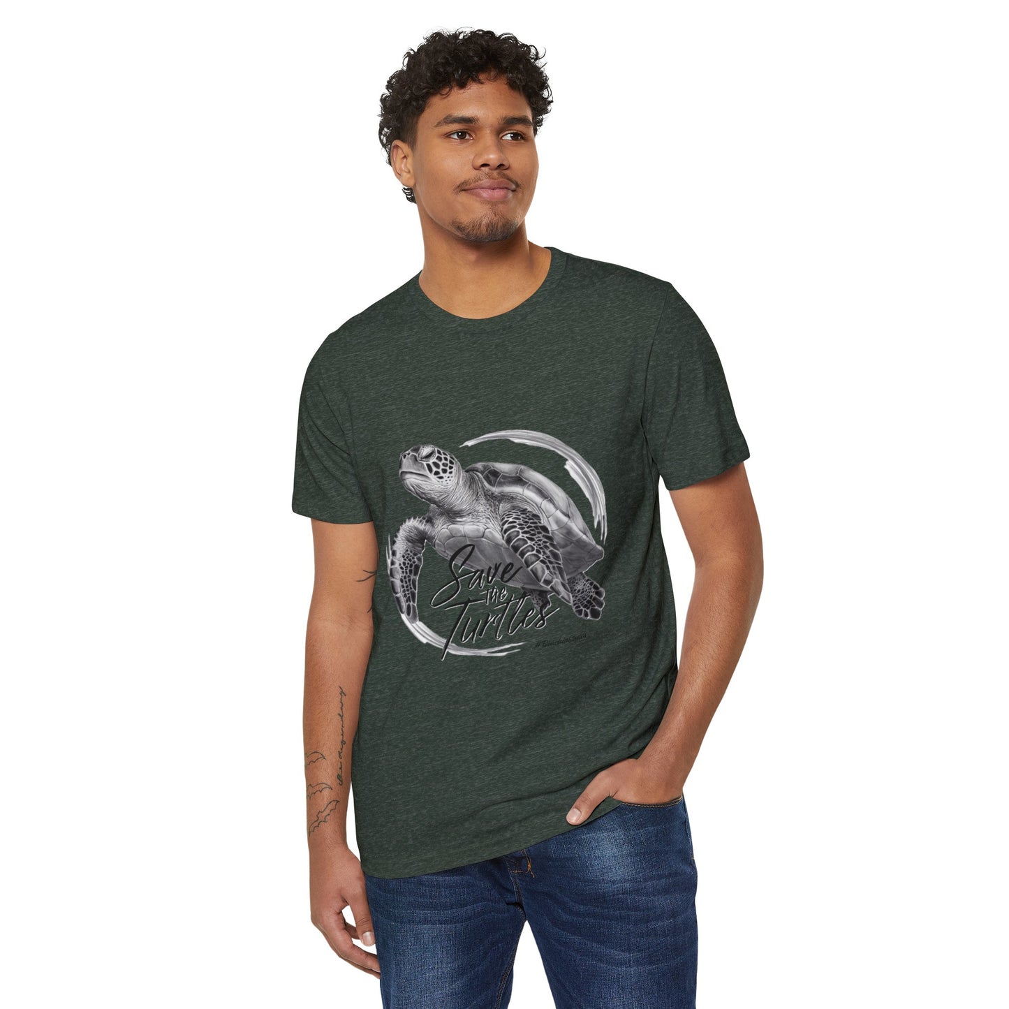 Save the Turtles Unisex Recycled Organic T-Shirt (Print on Front)