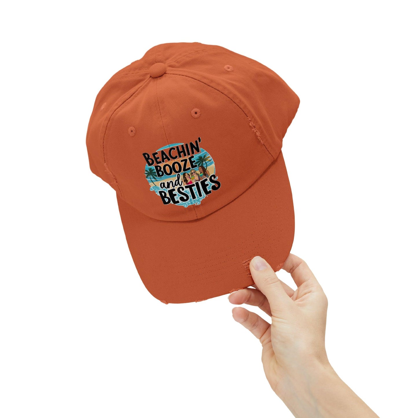 Beachin Booze and Besties Retro Cap, Girls Night Out, Casual Beach Hat - Coastal Collections