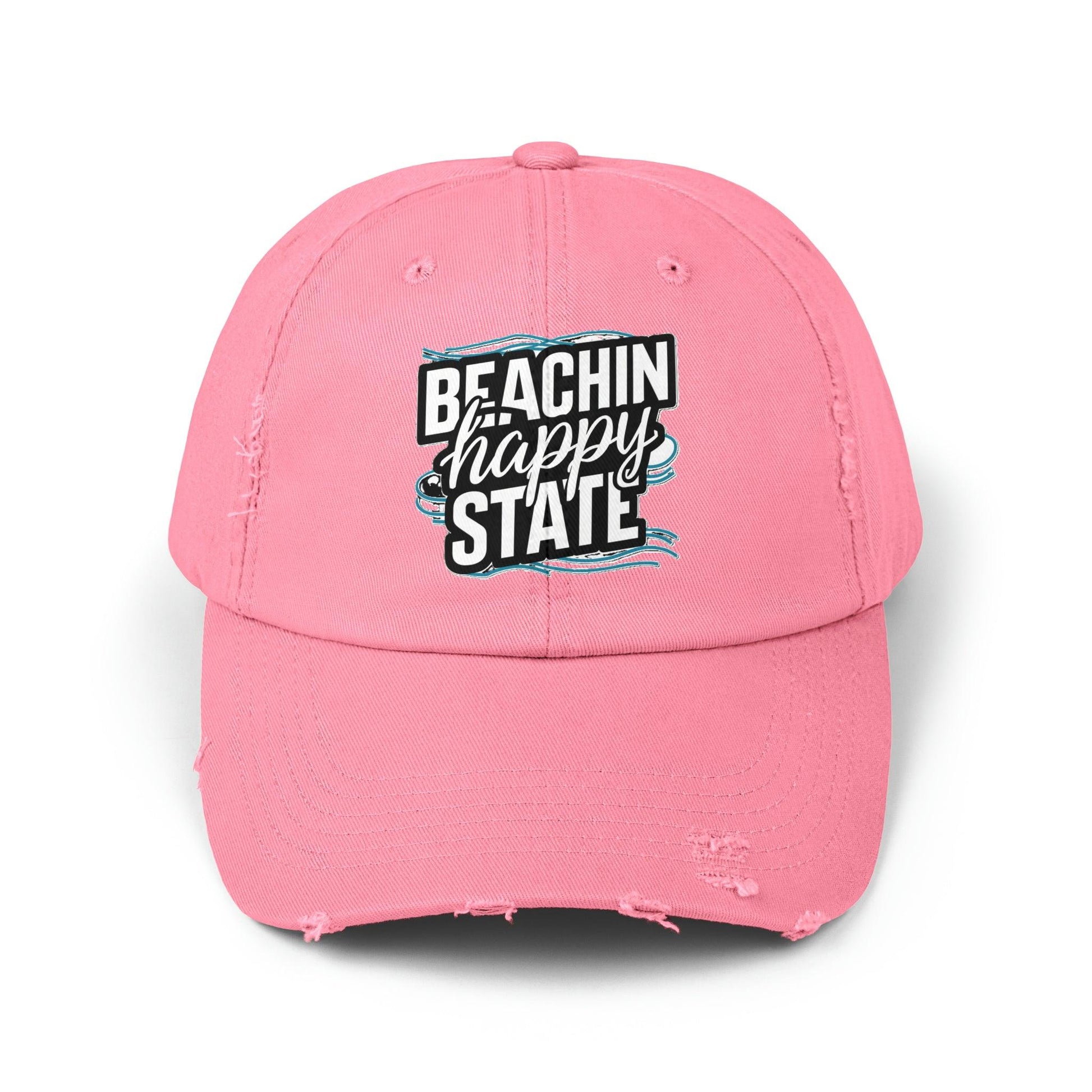 Retro Cap, Beachin Happy State retro distressed cap, casual beach hat - Coastal Collections