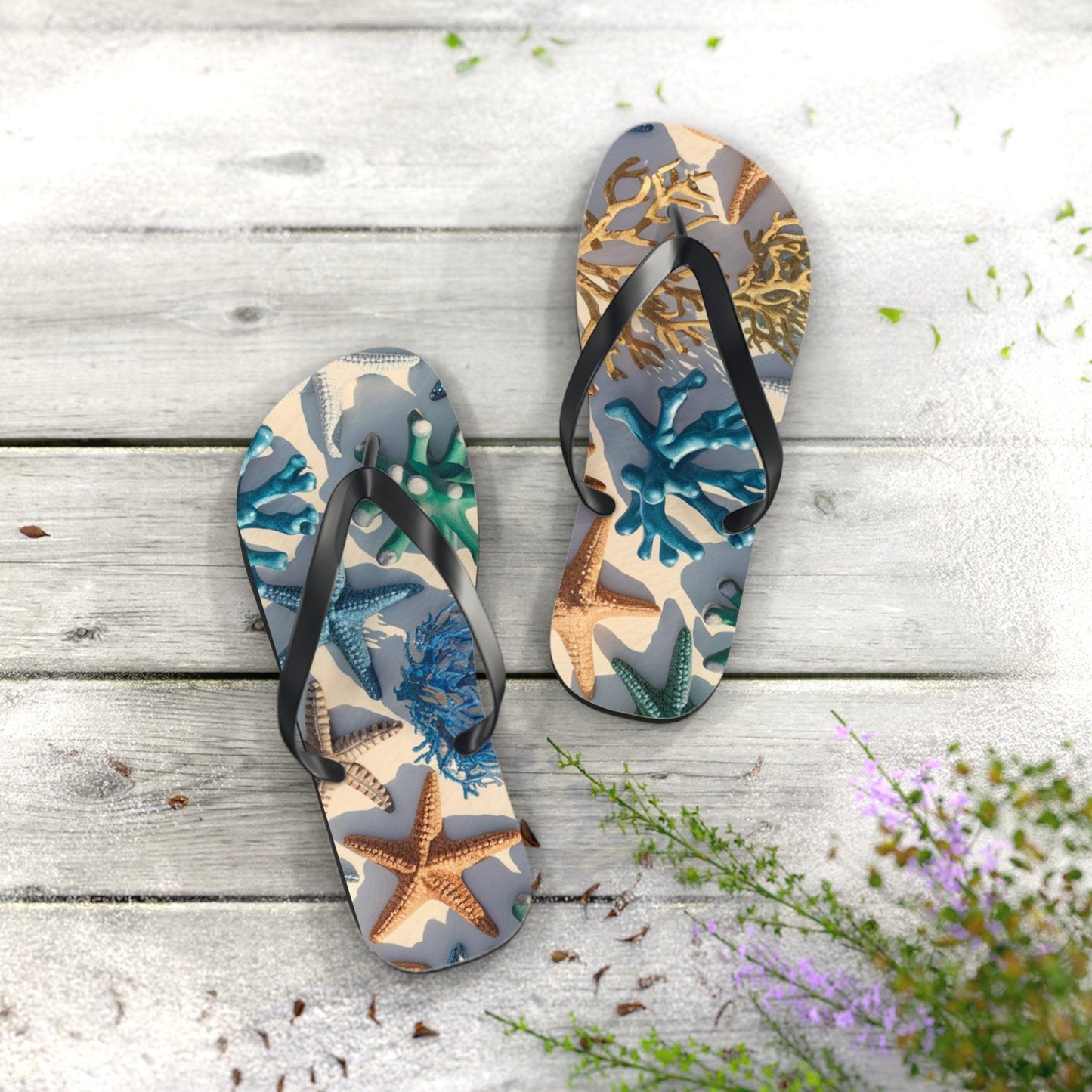 Starfish and Coral Inspired Flip Flops, Express Your Beach Loving Self - Coastal Collections