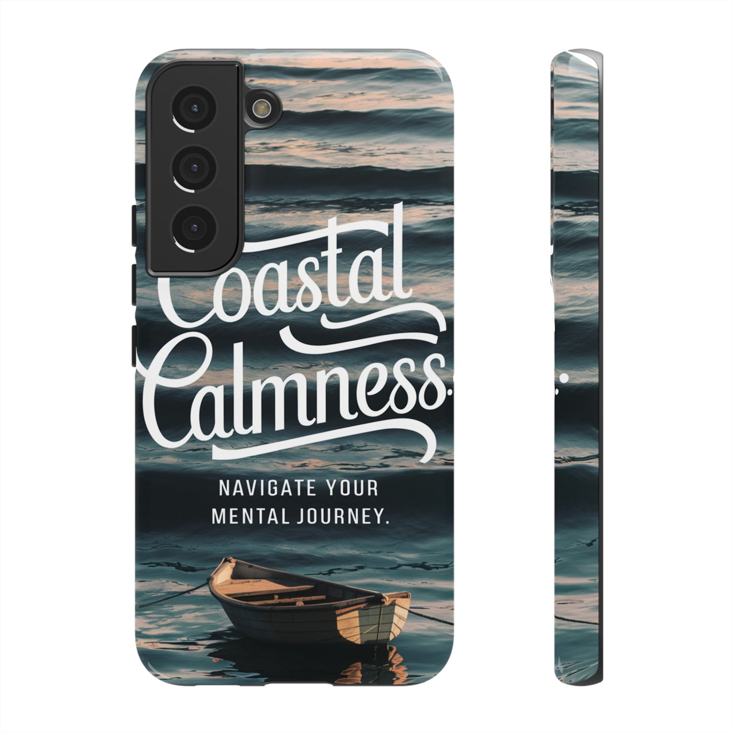 Coastal Calmness, Old Wooden Row Boat Design Protective Phone Case