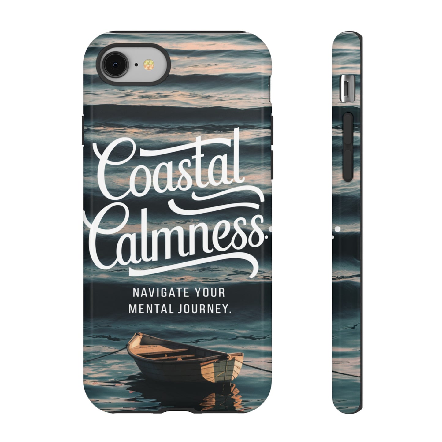 Coastal Calmness, Old Wooden Row Boat Design Protective Phone Case