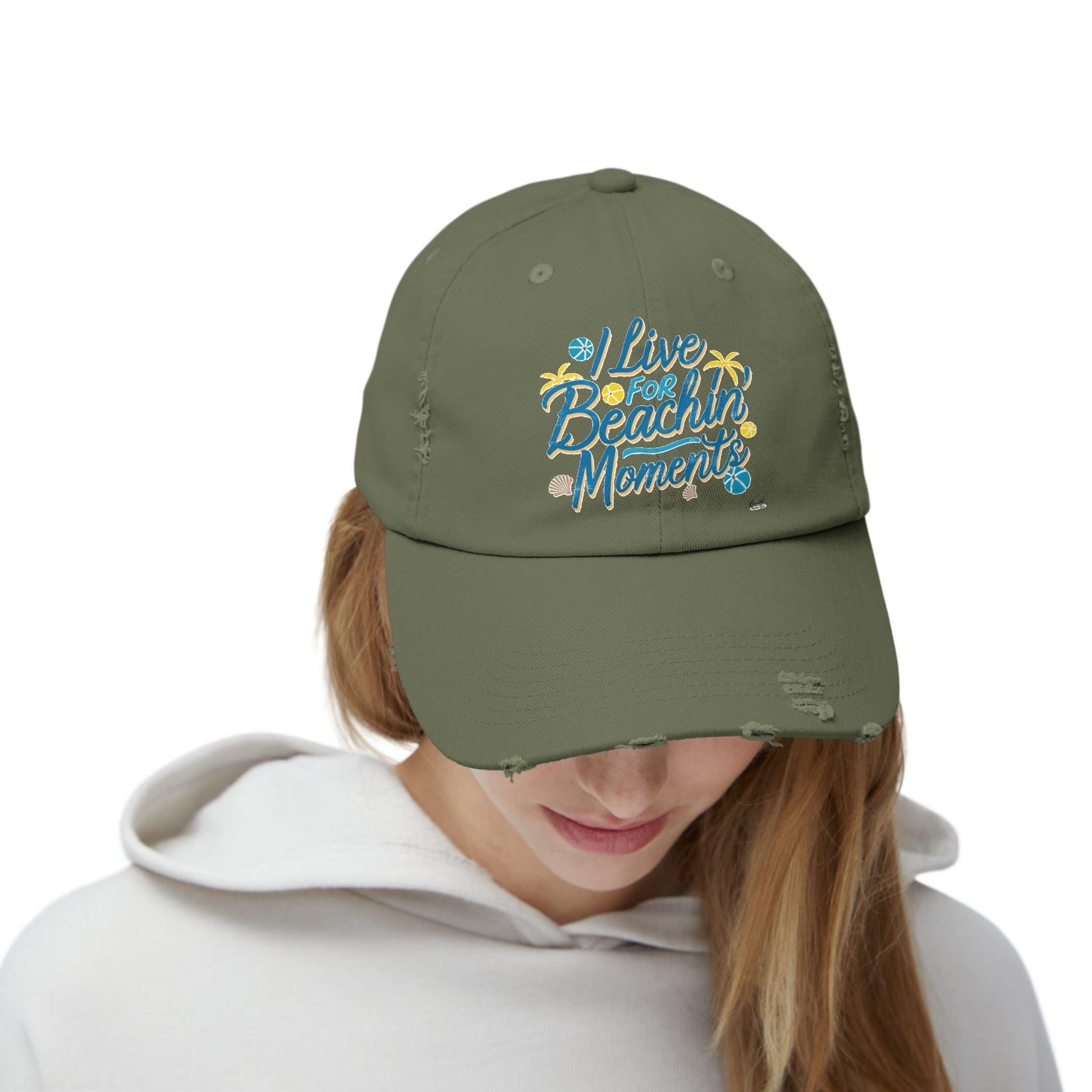 I Live For Beachin Moments Distressed Cap, Casual Beach Hat - Coastal Collections