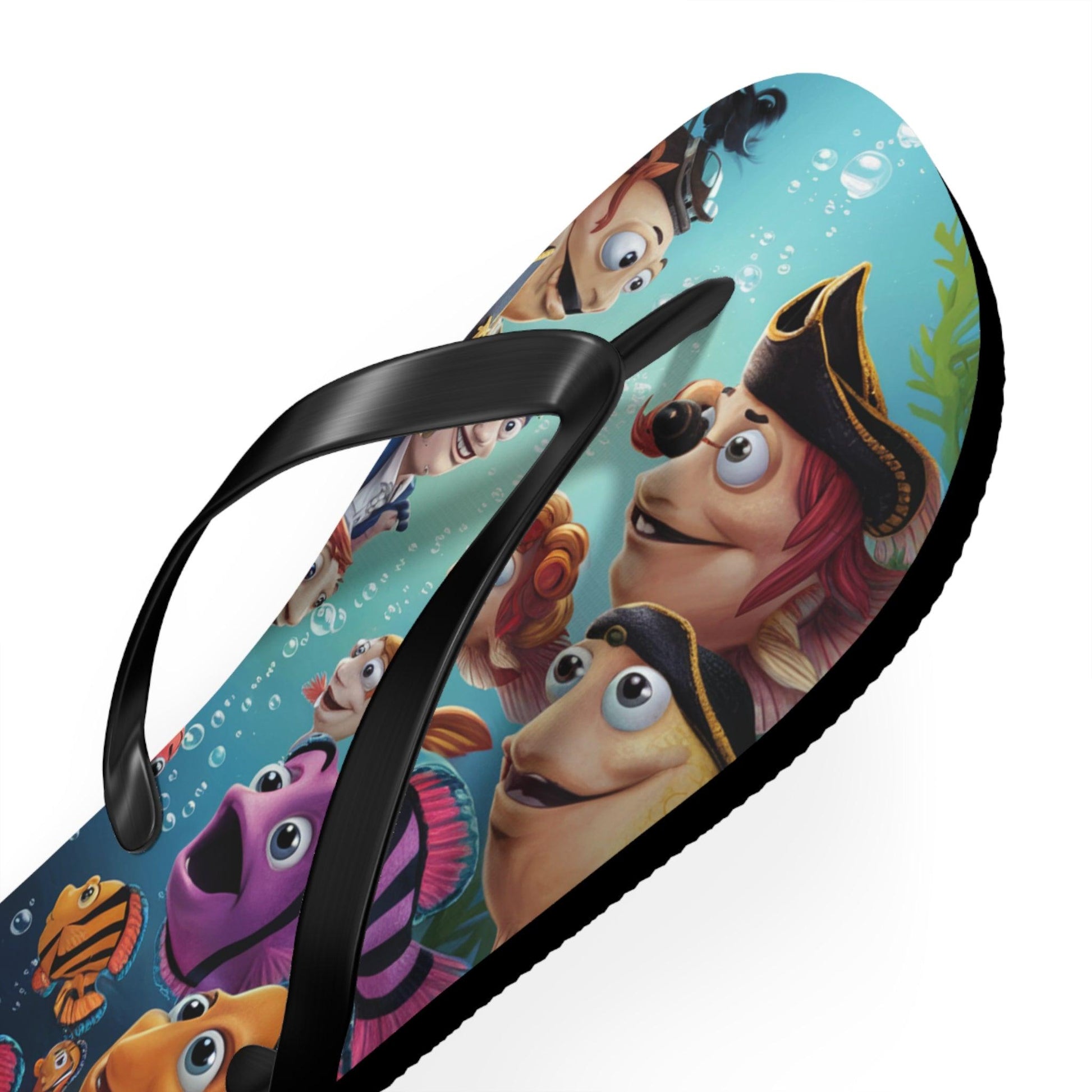 Comical Fish and Pirates Faceoff Inspired Flip Flops, Express Your Beach Loving Self - Coastal Collections