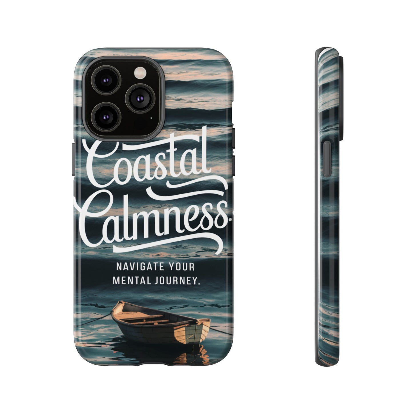 Coastal Calmness, Old Wooden Row Boat Design Protective Phone Case