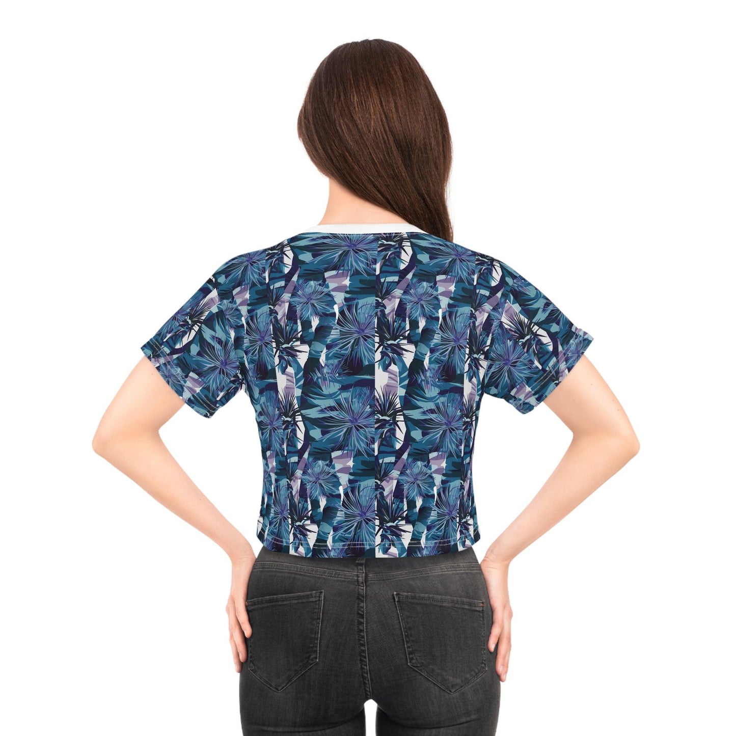 Sea Holly Inspired Small Repeating Print Crop Tee (AOP) - Coastal Collections