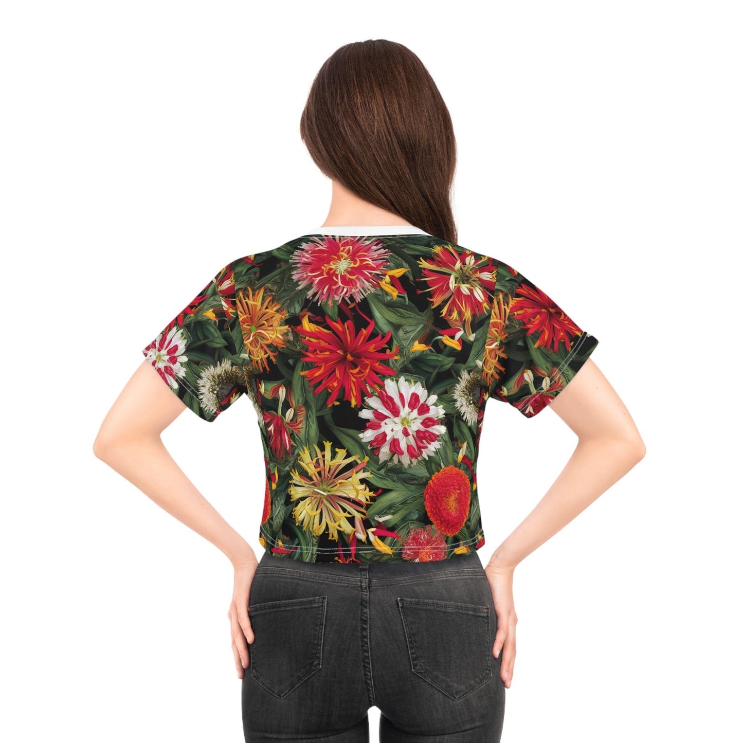 Sea Inspired Lantana Large Repeating Print, Crop Tee (AOP) - Coastal Collections