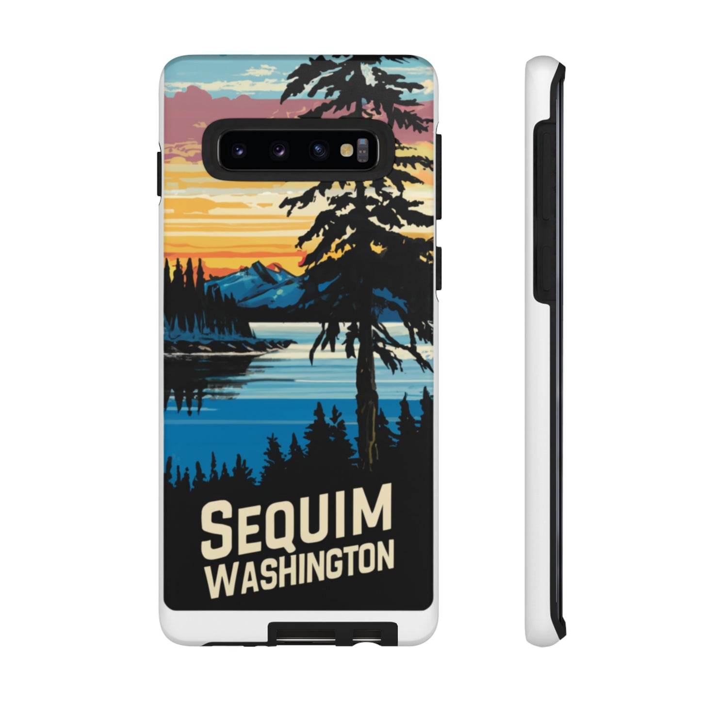 Sequim Washington Sunset Bay & Douglas Fir Protective Phone Case